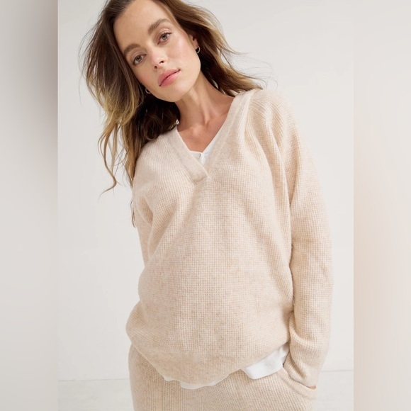 🆕 nwt hatch maternity cozy waffle visitor hoodie oatmeal 4 xl - Picture 1 of 6